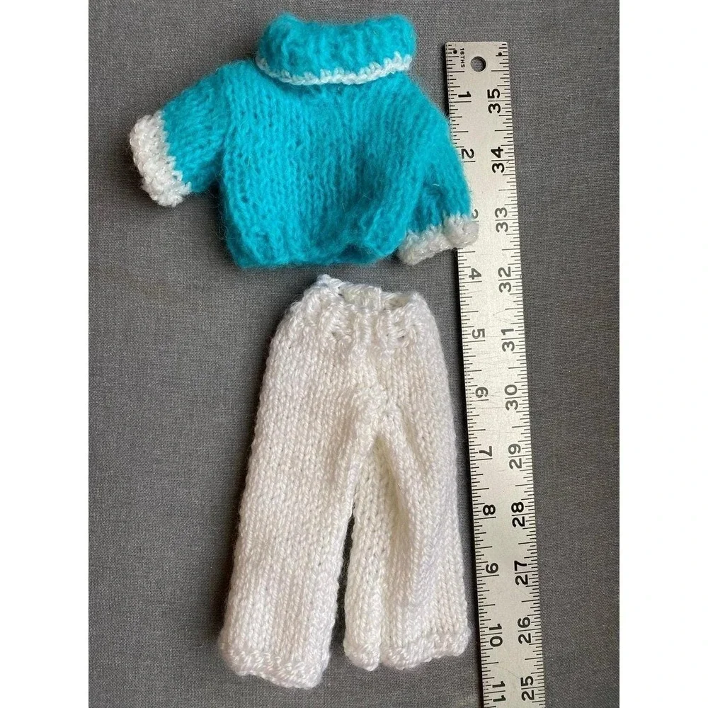 Vintage Fashion Doll Hand Knit Outfit Sweater Top Pants Unbranded